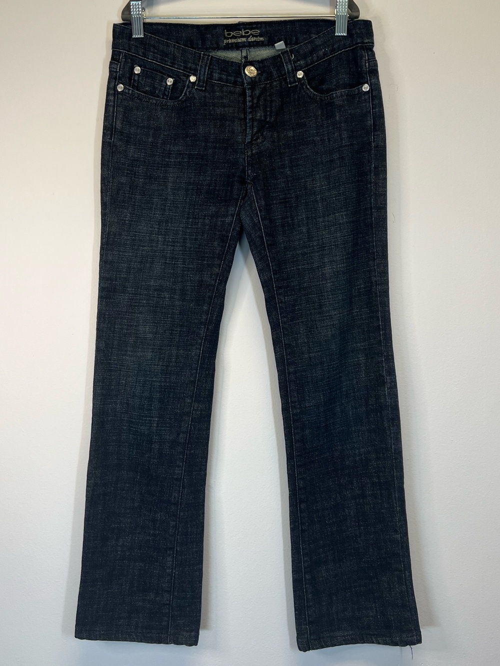 bebe Premium Denim Low Rise Bootcut Jeans Rhinestone Bling Y2K Size 28 ✨ - Picture 3 of 16
